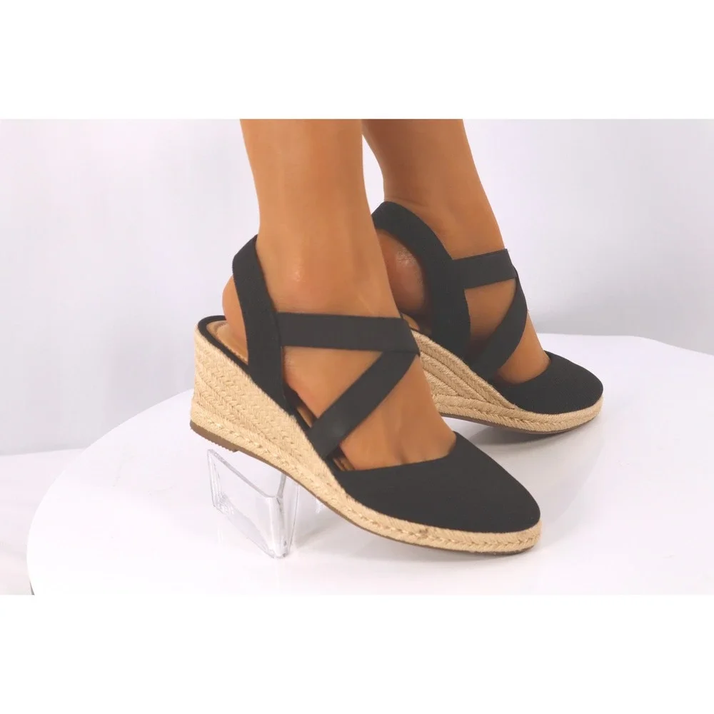 Kelly & Katie Kenedy Pump Crisscross Strap Espadrille Wedge Sandals-Size 8M - Picture 4 of 7